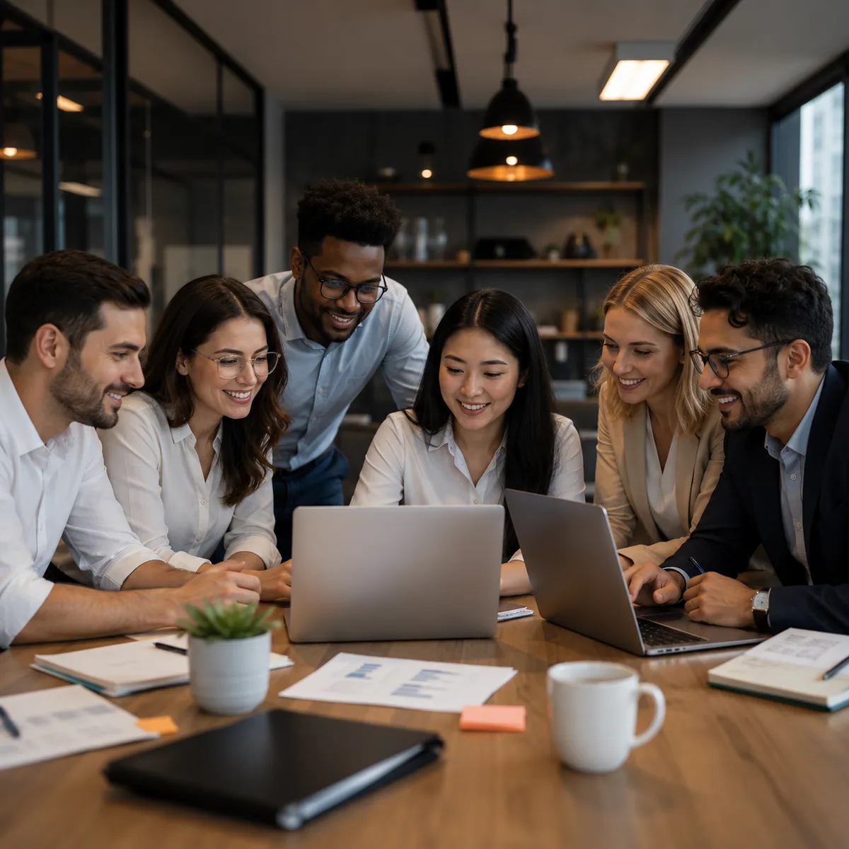 Equipe consultiva da Nosso Seguro reunida para analisar soluções de proteção